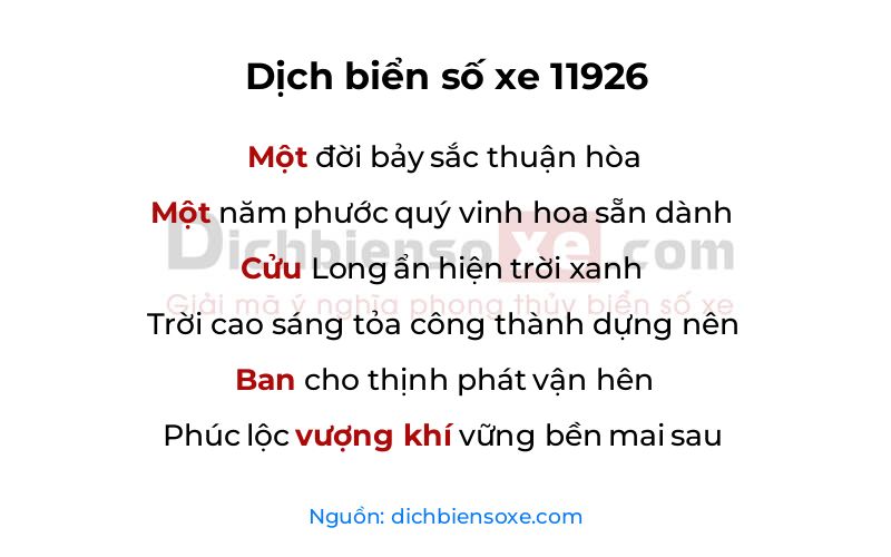 Dịch thơ biển số 11926
