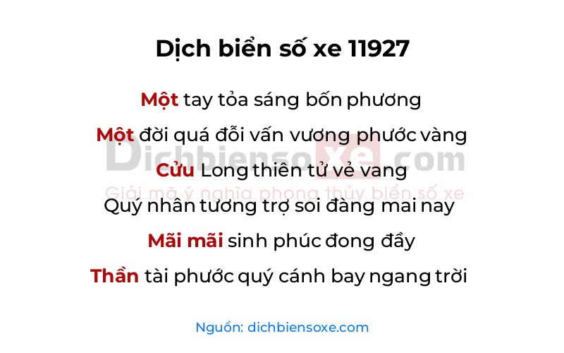 Dịch thơ biển số 11927