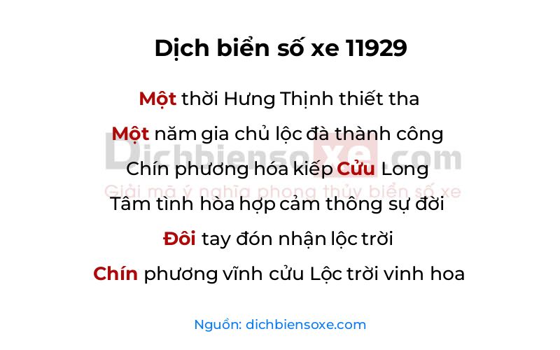 Dịch thơ biển số 11929