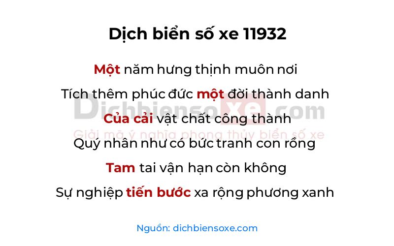 Dịch thơ biển số 11932