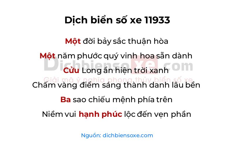 Dịch thơ biển số 11933