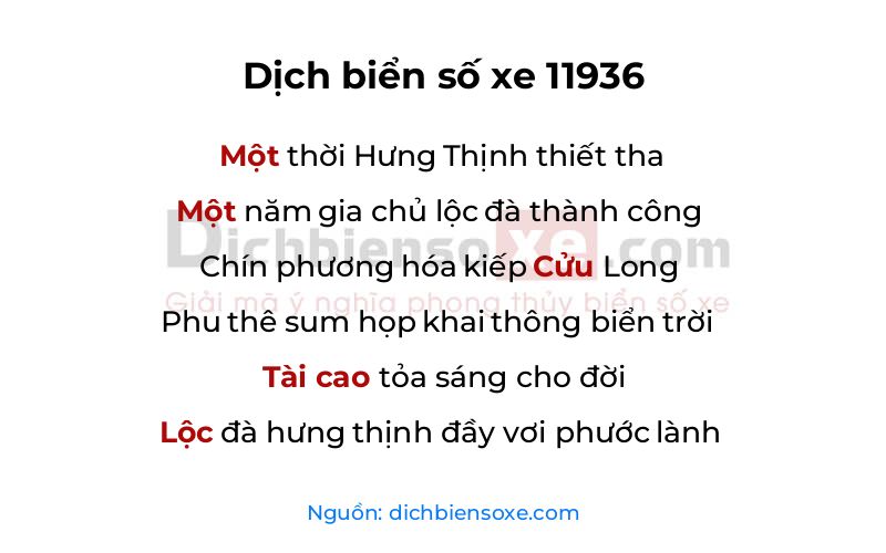 Dịch thơ biển số 11936