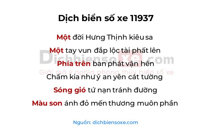 Dịch thơ biển số 11937