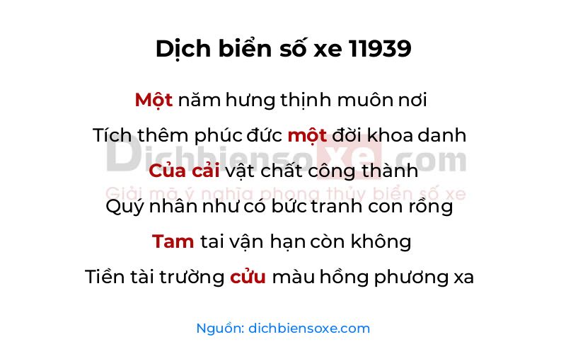 Dịch thơ biển số 11939