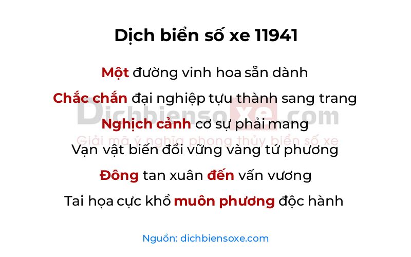 Dịch thơ biển số 11941