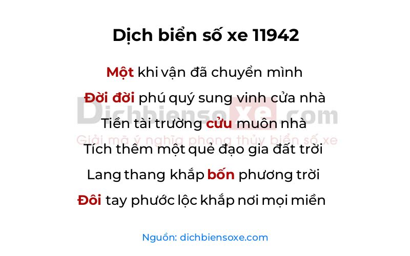 Dịch thơ biển số 11942