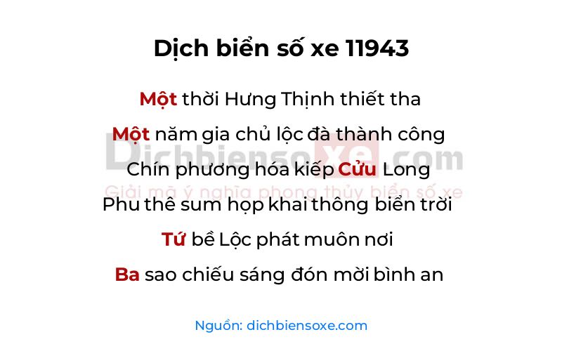Dịch thơ biển số 11943