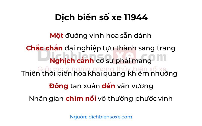 Dịch thơ biển số 11944