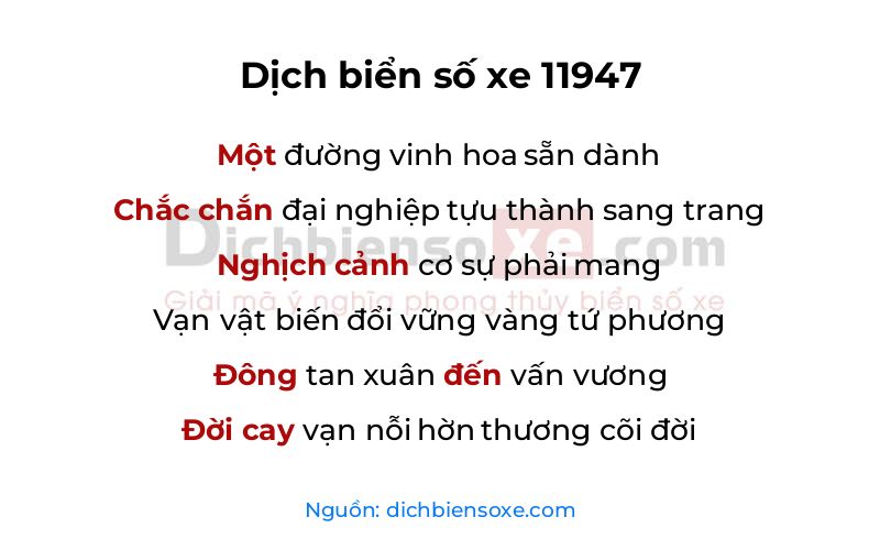 Dịch thơ biển số 11947