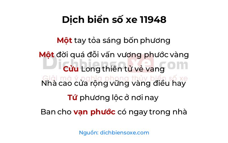 Dịch thơ biển số 11948