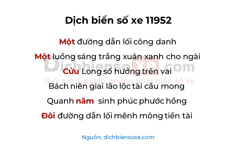 Dịch thơ biển số 11952