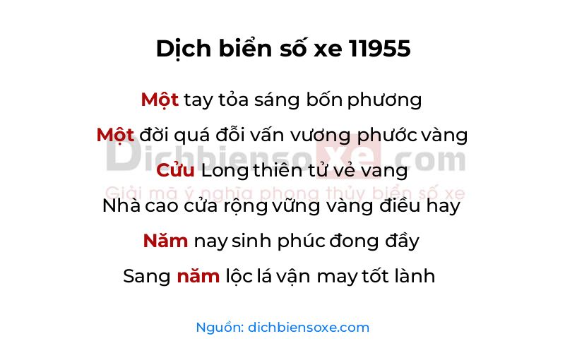 Dịch thơ biển số 11955