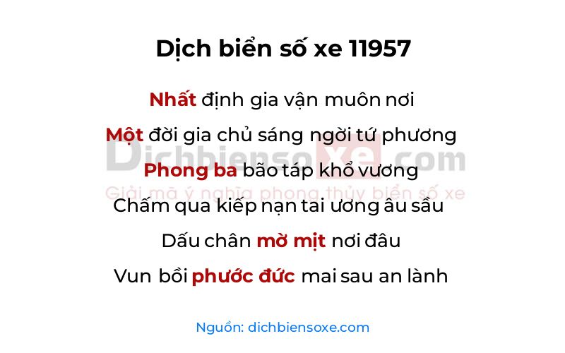 Dịch thơ biển số 11957