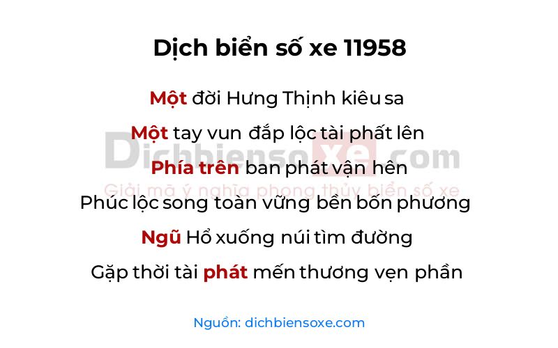 Dịch thơ biển số 11958