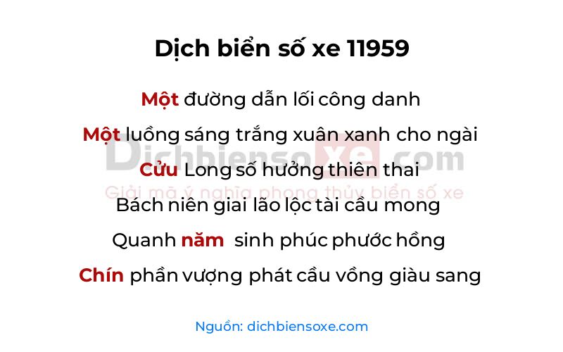 Dịch thơ biển số 11959