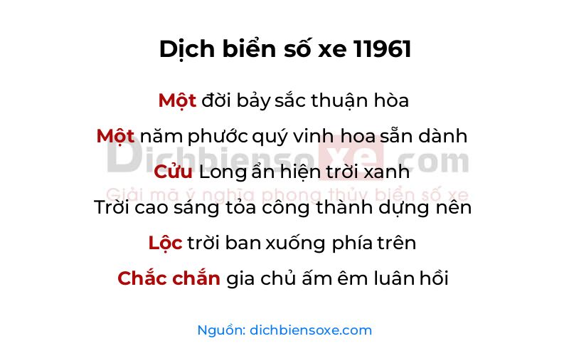 Dịch thơ biển số 11961