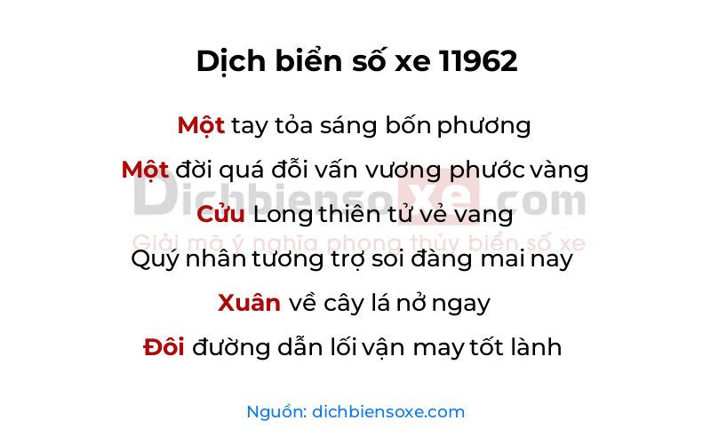 Dịch thơ biển số 11962