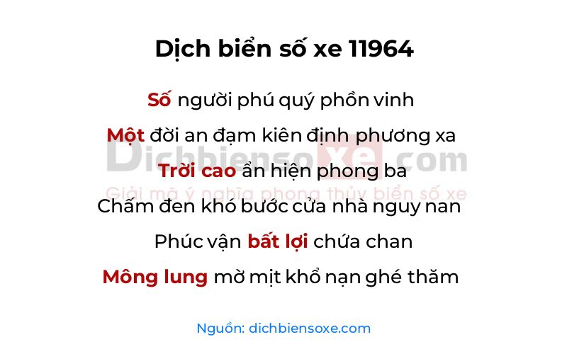 Dịch thơ biển số 11964