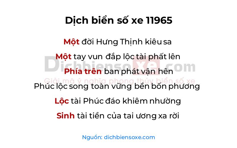 Dịch thơ biển số 11965