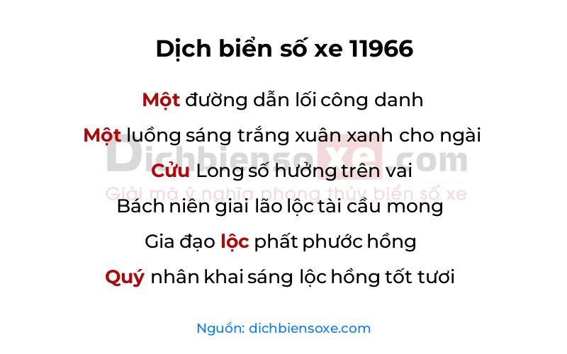 Dịch thơ biển số 11966