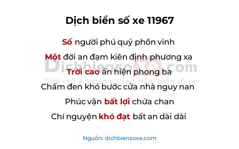 Dịch thơ biển số 11967