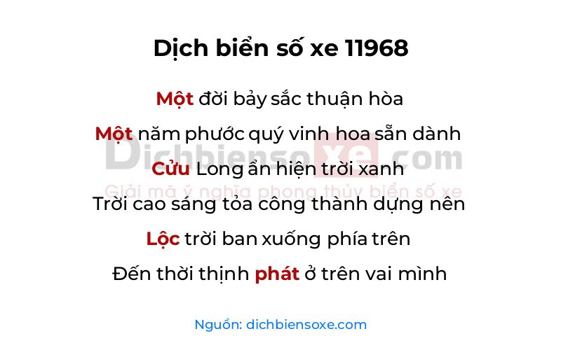 Dịch thơ biển số 11968