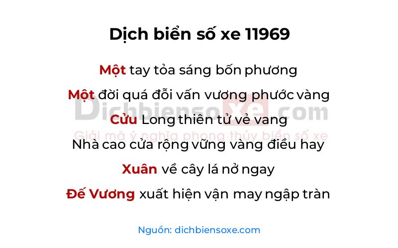 Dịch thơ biển số 11969