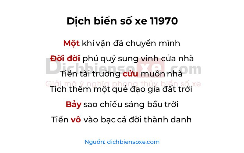 Dịch thơ biển số 11970