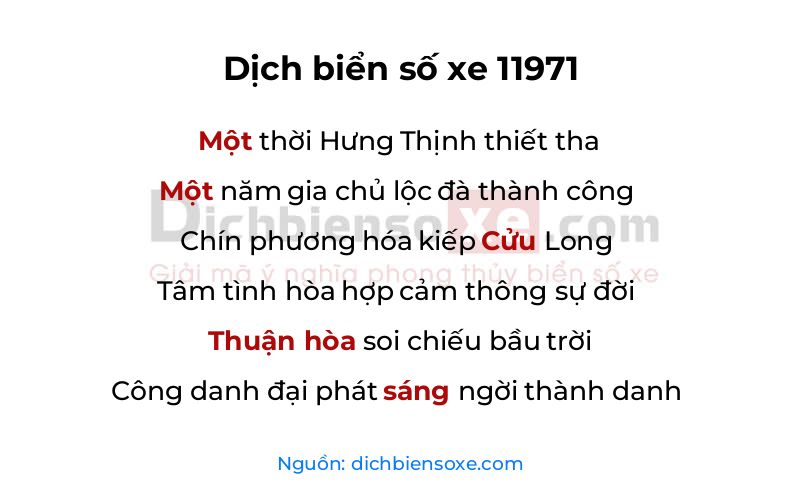 Dịch thơ biển số 11971