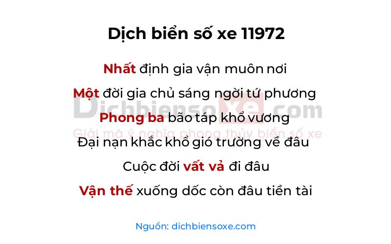 Dịch thơ biển số 11972