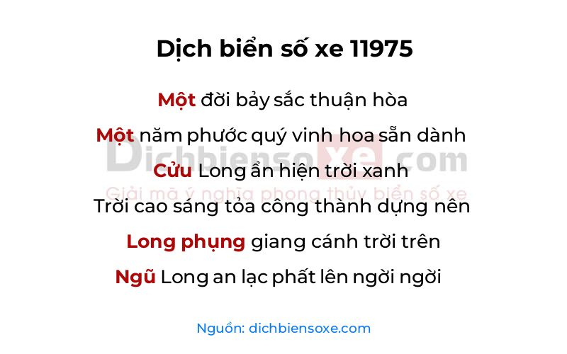 Dịch thơ biển số 11975