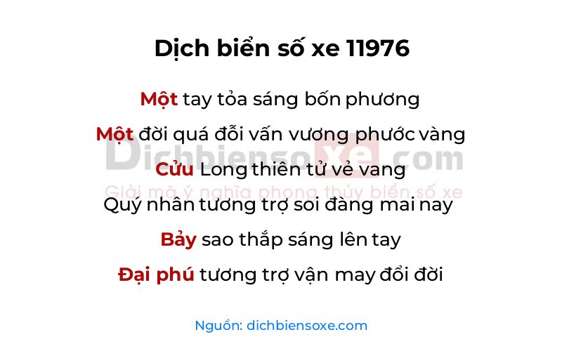 Dịch thơ biển số 11976