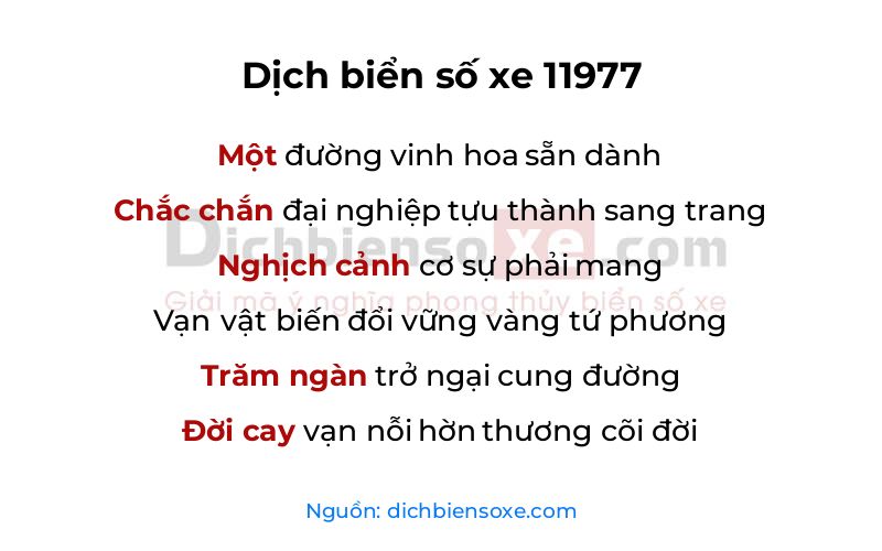 Dịch thơ biển số 11977
