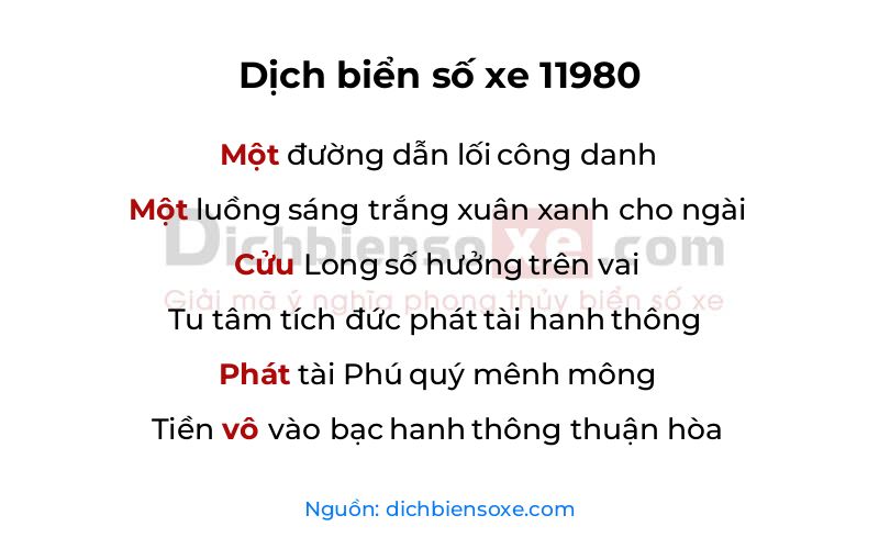 Dịch thơ biển số 11980