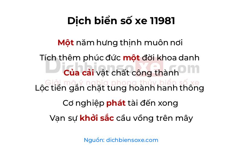 Dịch thơ biển số 11981