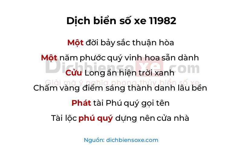 Dịch thơ biển số 11982
