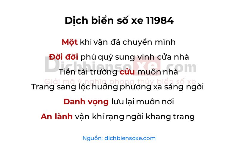 Dịch thơ biển số 11984