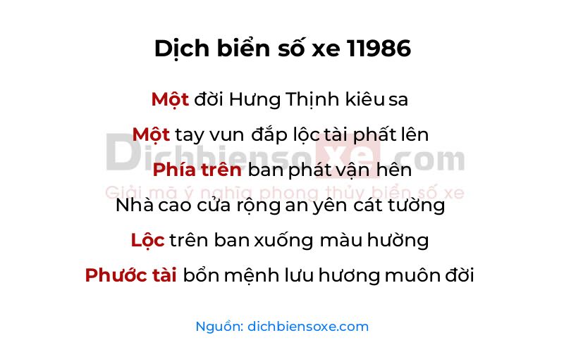 Dịch thơ biển số 11986
