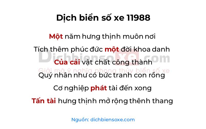 Dịch thơ biển số 11988