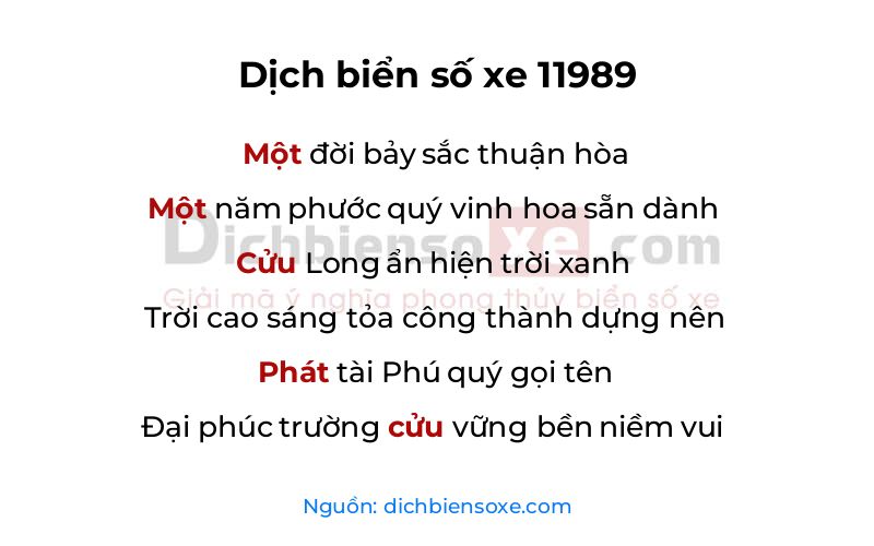 Dịch thơ biển số 11989