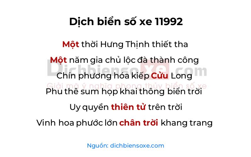 Dịch thơ biển số 11992