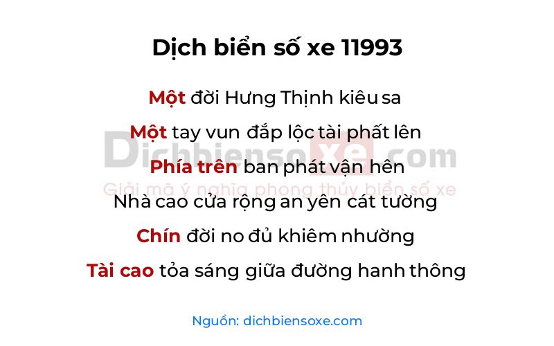 Dịch thơ biển số 11993