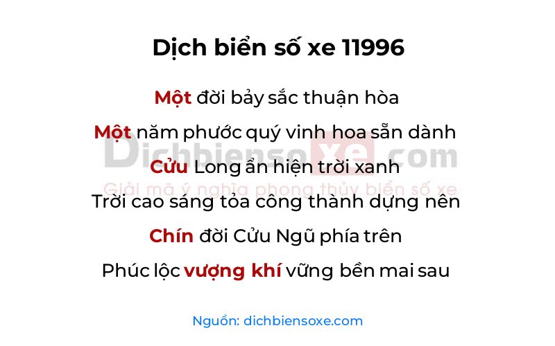 Dịch thơ biển số 11996