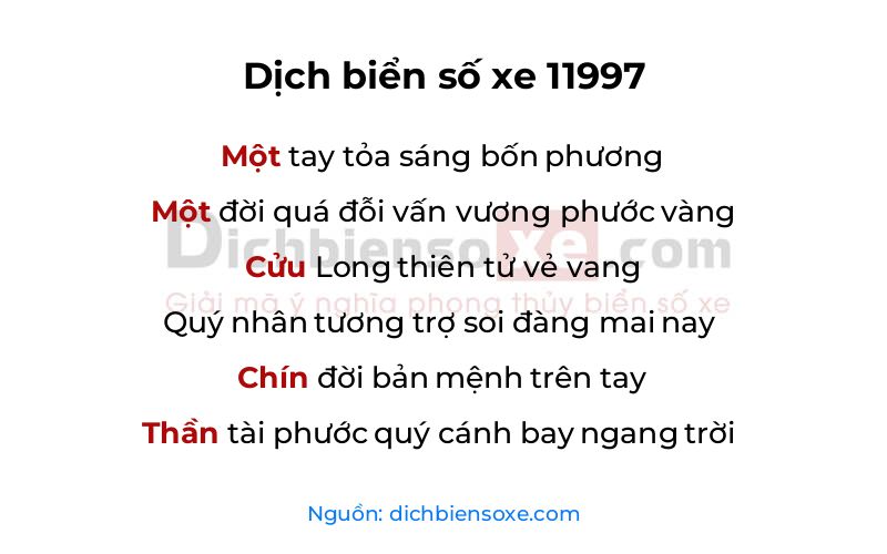 Dịch thơ biển số 11997