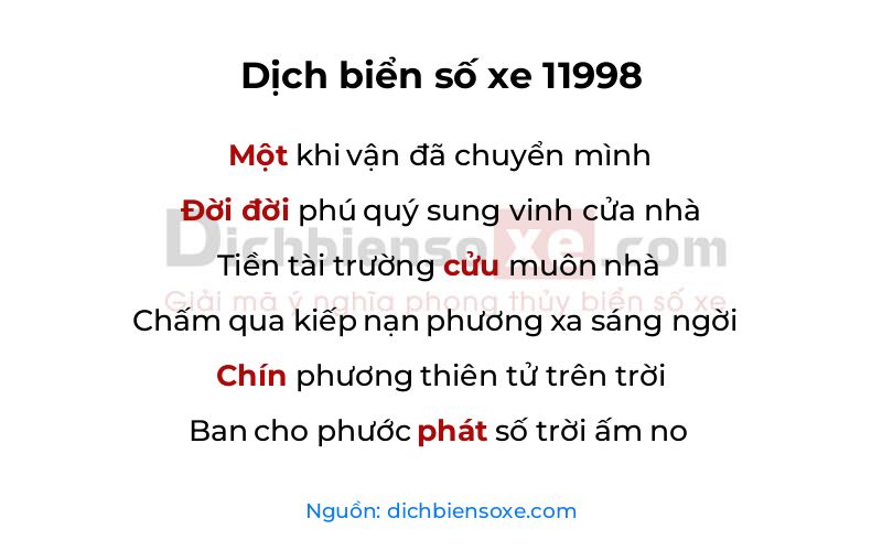 Dịch thơ biển số 11998
