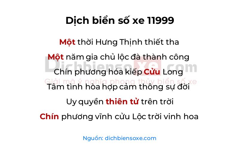 Dịch thơ biển số 11999