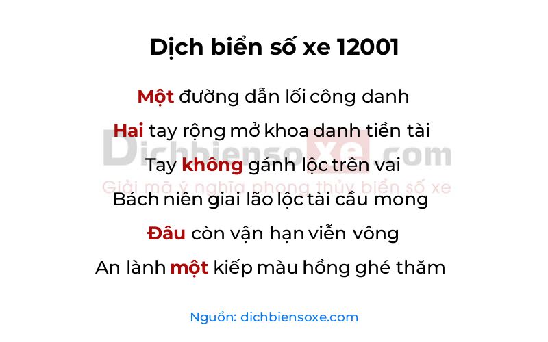 Dịch thơ biển số 12001
