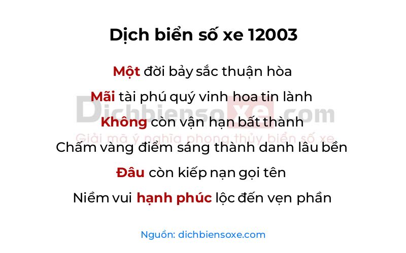 Dịch thơ biển số 12003