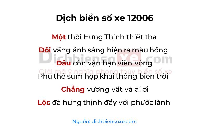 Dịch thơ biển số 12006