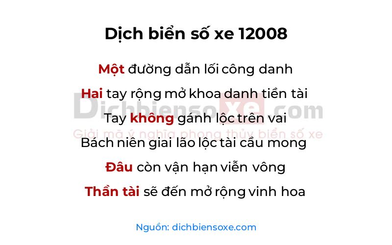 Dịch thơ biển số 12008